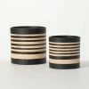 SULLIVANS Black and Brown Striped Ceramic Planter (Set of 2) -VIGORO Sales black and brown striped sullivans plant pots pr2715 64 1000