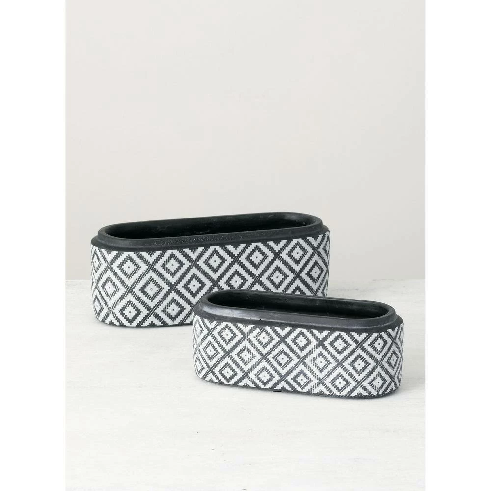 SULLIVANS Black Cement Oval Planters (Set of 2) 6 SULLIVANS Black Cement Oval Planters (Set of 2) - Image 4