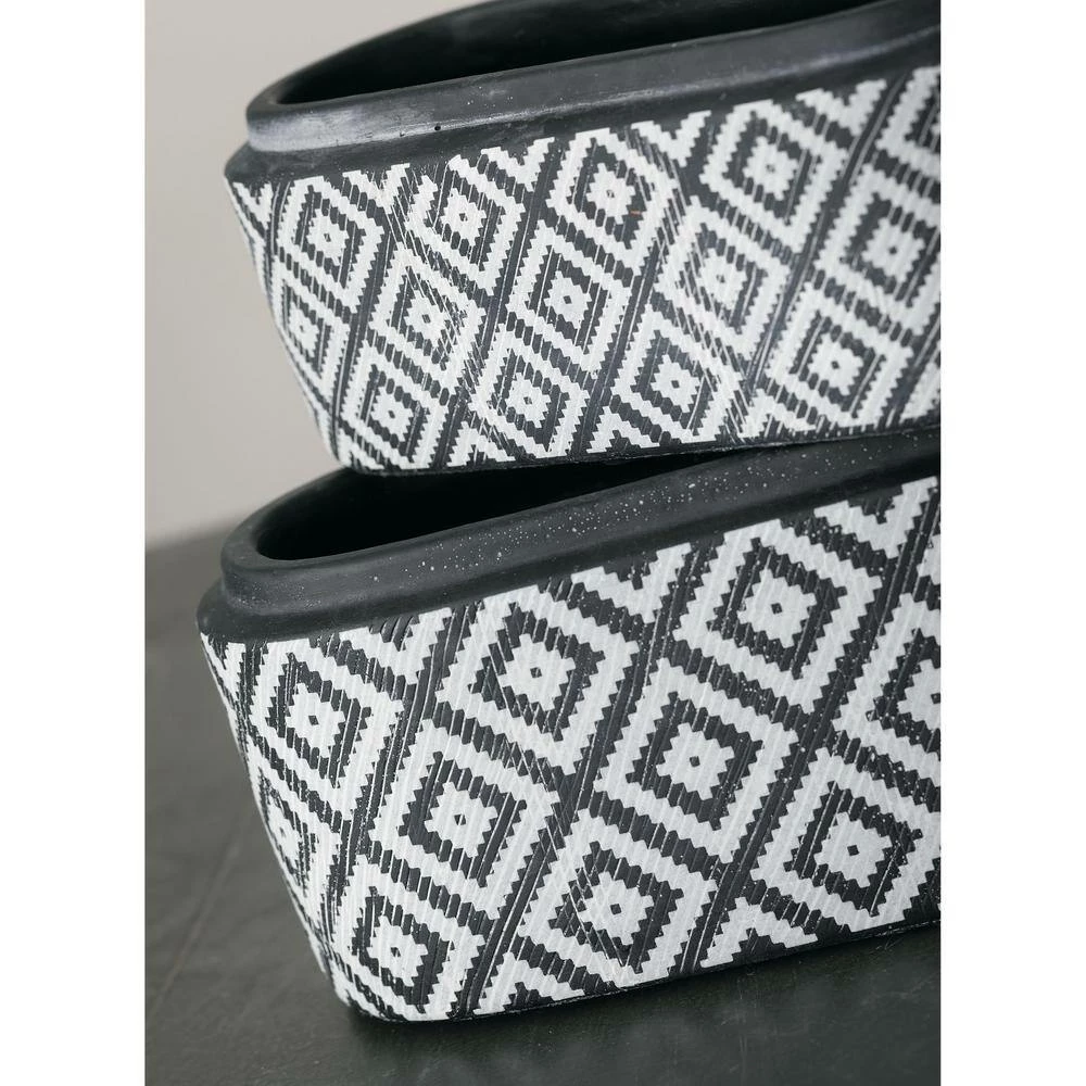 SULLIVANS Black Cement Oval Planters (Set of 2) 5 SULLIVANS Black Cement Oval Planters (Set of 2) - Image 3