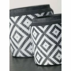 SULLIVANS Black Cement Flower Pots (Set of 2) -VIGORO Sales black sullivans plant pots cmt1174 1f 1000