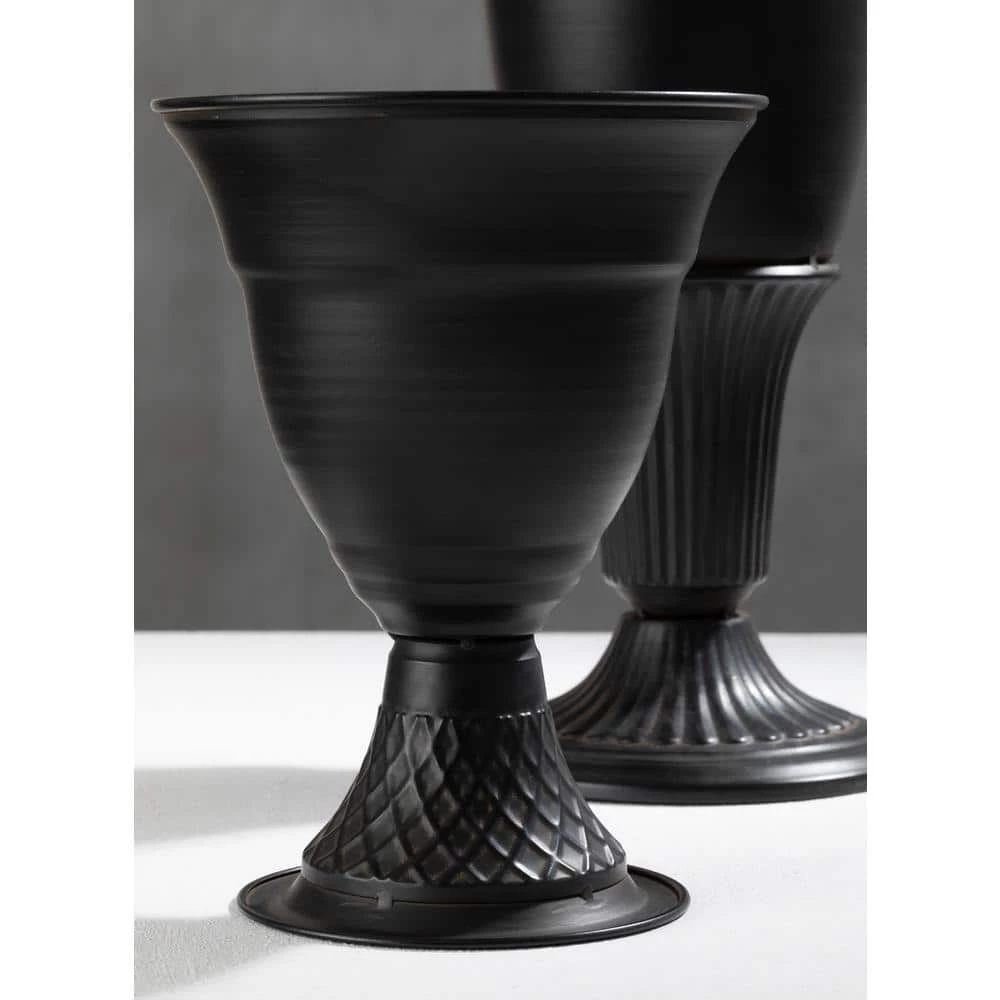 SULLIVANS Metal Black Urns (Set of 2) 6 SULLIVANS Metal Black Urns (Set of 2) - Image 4