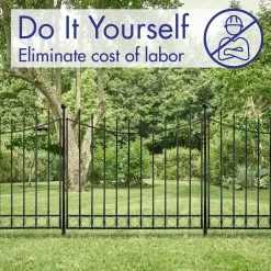 Vigoro Beaumont 40.4 in. H x 49.6 in. W Black Steel 3-Rail Fence Panel (4-Pack) -VIGORO Sales black vigoro garden fencing 860336 4pk 1f 1000