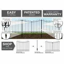 Vigoro Beaumont 40.4 in. H x 49.6 in. W Black Steel 3-Rail Fence Panel (4-Pack) -VIGORO Sales black vigoro garden fencing 860336 4pk 4f 1000