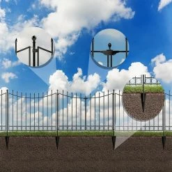 Vigoro Beaumont No Dig 40.4 in. H x 53.7 in. W Black Steel Decorative Fence Gate 21 Vigoro Beaumont No Dig 40.4 in. H x 53.7 in. W Black Steel Decorative Fence Gate -VIGORO Sales black vigoro garden fencing 860343 1f 1000