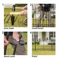 Vigoro Beaumont 53.3 in. x 3 in. x 3 in. Black Steel Fence Post and Stake -VIGORO Sales black vigoro garden fencing 860367 fa 1000