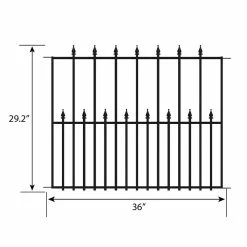 Vigoro Empire 30 in. x 36 in. Black Steel 3-Rail Fence Panel (4-Pack) -VIGORO Sales black vigoro garden fencing 860374 4pk 40 1000