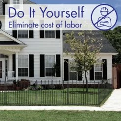 Vigoro Empire 30 in. x 36 in. Black Steel Fence Panel -VIGORO Sales black vigoro garden fencing 860374 fa 1000