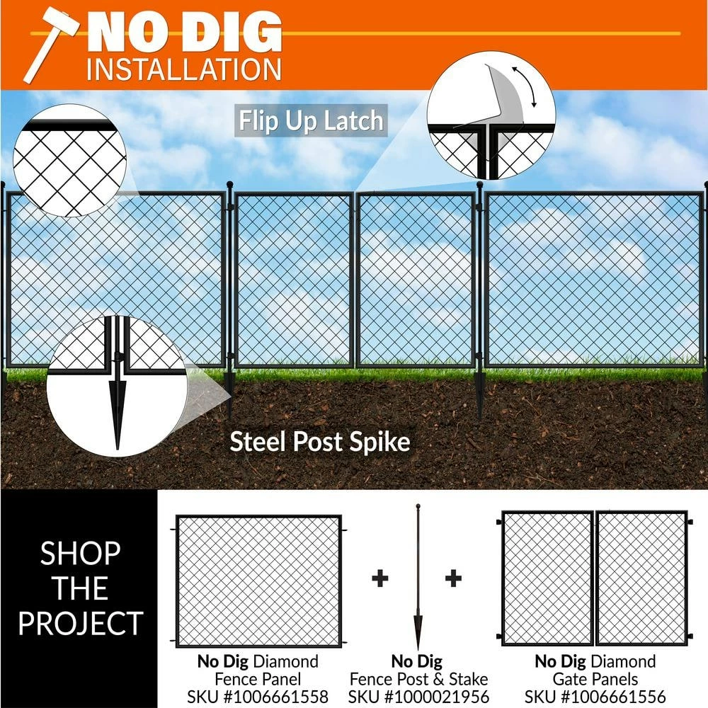 Vigoro 37.3 in. H x 51 in. W Steel Diamond Mesh Garden Fence Panel 6 Vigoro 37.3 in. H x 51 in. W Steel Diamond Mesh Garden Fence Panel - Image 4