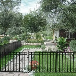 Vigoro 37.2 in. H x 55.7 in. W Steel 3-Rail Garden Fence Gate -VIGORO Sales black vigoro garden fencing 860718 44 1000