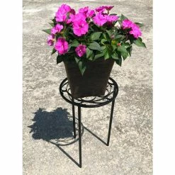 Vigoro 12 in. x 21 in. Black Metal Indoor Round Plant Stand -VIGORO Sales black vigoro plant stands 51160 44 1000