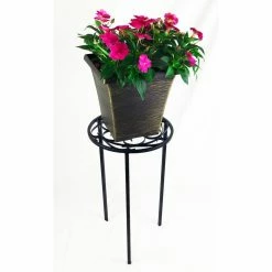 Vigoro 12 in. x 21 in. Black Metal Indoor Round Plant Stand -VIGORO Sales black vigoro plant stands 51160 4f 1000