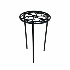 Vigoro 12 in. x 21 in. Black Metal Indoor Round Plant Stand