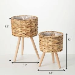 SULLIVANS Brown Woven Wood Planter Basket with Legs (Set of 2) 9 SULLIVANS Brown Woven Wood Planter Basket with Legs (Set of 2) -VIGORO Sales brown woven sullivans plant pots n2730 1f 1000