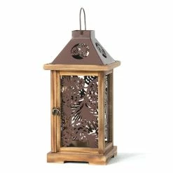 SULLIVANS Brown Metal and Wood Pinecone Lantern 7 SULLIVANS Brown Metal and Wood Pinecone Lantern -VIGORO Sales browns tans sullivans outdoor lanterns met1767 76 1000