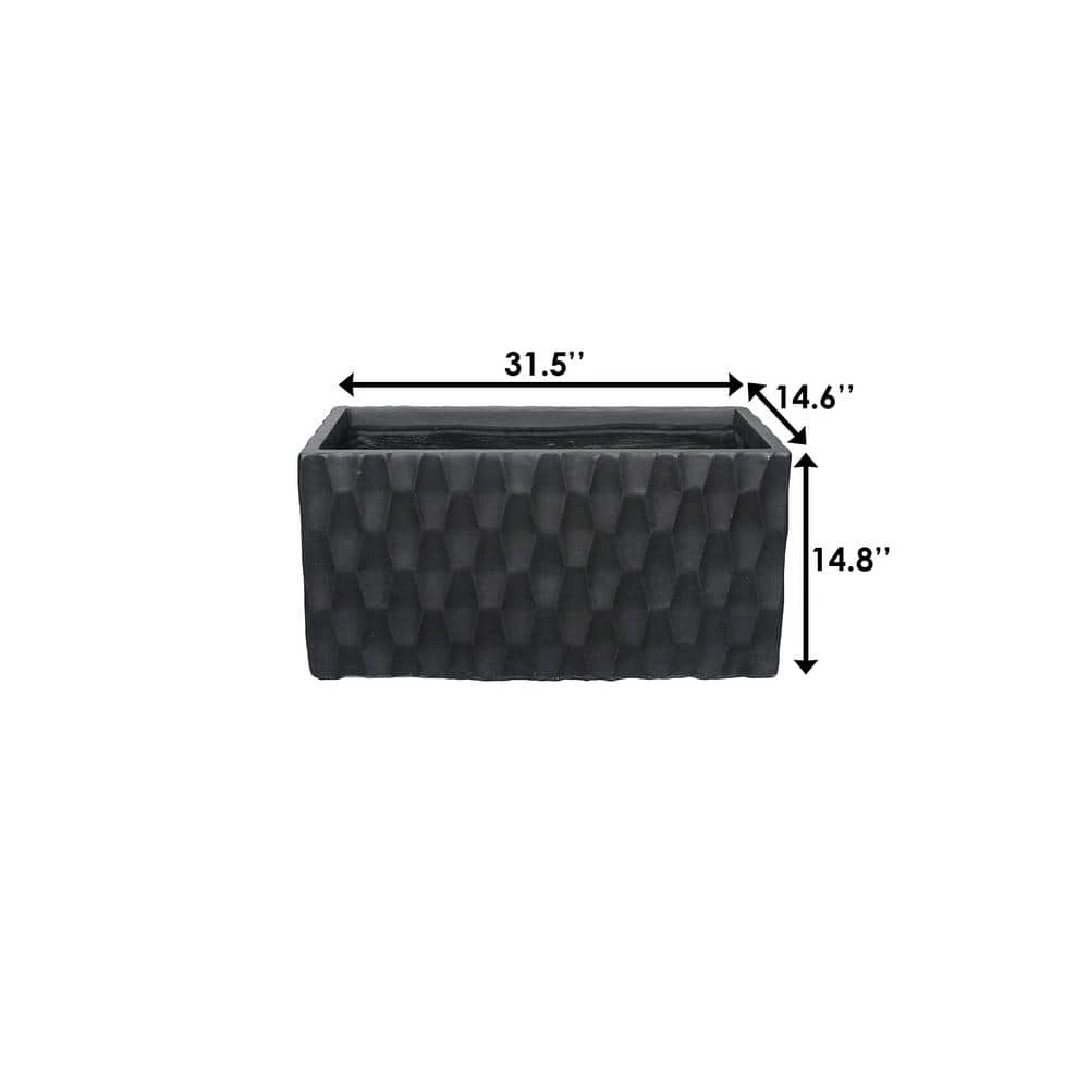 KANTE 31.5 in. L Rectangular Burnished Black Concrete/Fiberglass Indoor Outdoor Elegant Retro Planter 7 KANTE 31.5 in. L Rectangular Burnished Black Concrete/Fiberglass Indoor Outdoor Elegant Retro Planter - Image 5
