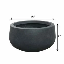 KANTE 16 in. W Round Charcoal Lightweight Concrete/Fiberglass Indoor Outdoor Elegant Bowl Planter 15 KANTE 16 in. W Round Charcoal Lightweight Concrete/Fiberglass Indoor Outdoor Elegant Bowl Planter -VIGORO Sales charcoal kante plant pots osc0051b c60121 76 1000