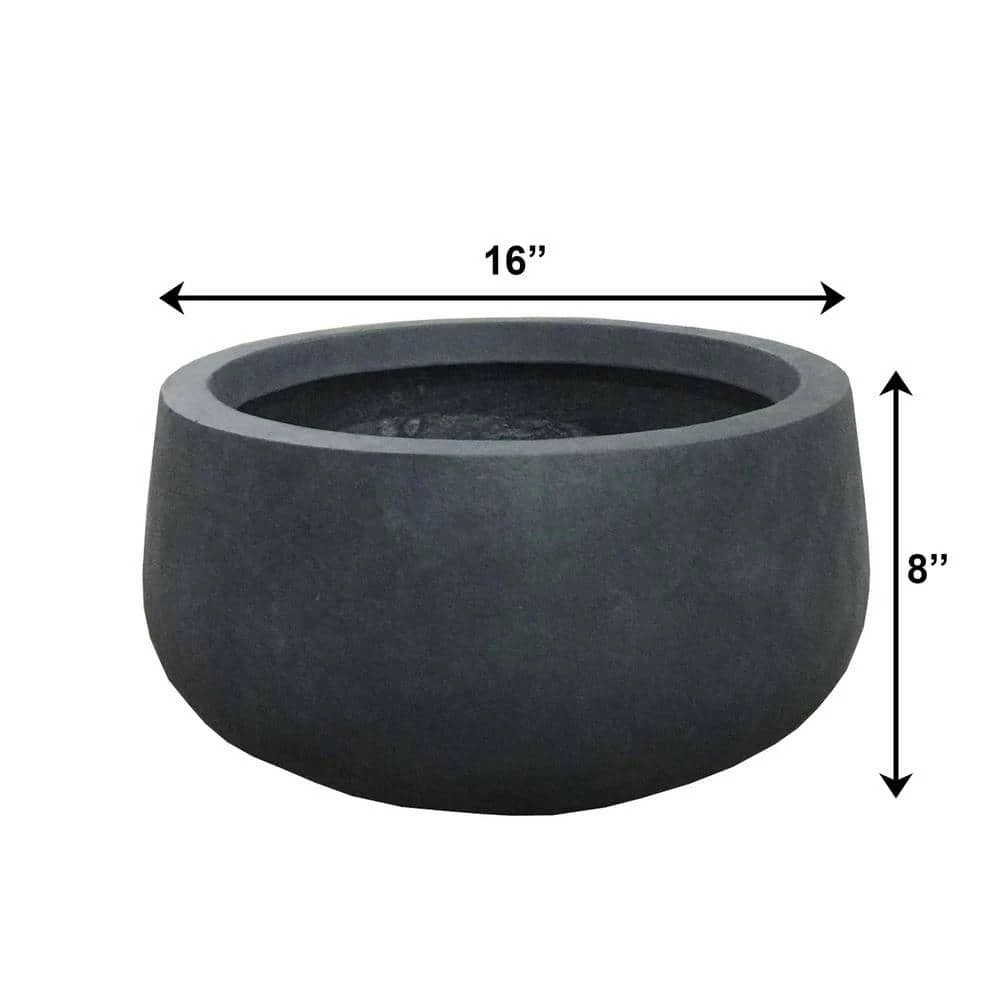 KANTE 16 in. W Round Charcoal Lightweight Concrete/Fiberglass Indoor Outdoor Elegant Bowl Planter 9 KANTE 16 in. W Round Charcoal Lightweight Concrete/Fiberglass Indoor Outdoor Elegant Bowl Planter - Image 7