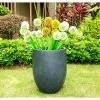 KANTE 21.7 in. H Round Charcoal Concrete/Fiberglass Indoor Outdoor Modern Tall Planter -VIGORO Sales charcoal kante plant pots osc0066a c60121 64 1000