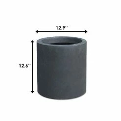 KANTE 12.9 in. W Round Charcoal Concrete/Fiberglass Indoor Outdoor Elegant Planter -VIGORO Sales charcoal kante plant pots osc0119b c60121 4f 1000