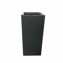 KANTE 20 in. H Square Charcoal Lightweight Concrete/Fiberglass Indoor Outdoor Elegant Tall Planter -VIGORO Sales charcoal kante plant pots osf0002a c60121 c3 1000