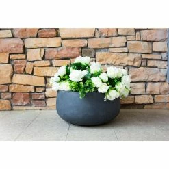 KANTE Medium 10 in. Tall Charcoal Lightweight Concrete Round Outdoor Bowl Planter -VIGORO Sales charcoal kante plant pots rc0051c c60121 4f 1000
