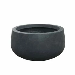 KANTE Medium 10 in. Tall Charcoal Lightweight Concrete Round Outdoor Bowl Planter