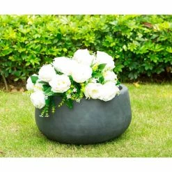 KANTE Medium 10 in. Tall Charcoal Lightweight Concrete Round Outdoor Bowl Planter -VIGORO Sales charcoal kante plant pots rc0051c c60121 c3 1000