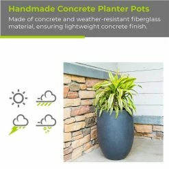 KANTE 21.7 in. Tall Charcoal Lightweight Concrete Round Outdoor Planter -VIGORO Sales charcoal kante plant pots rc0066a c60121 1f 1000