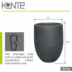 KANTE 21.7 in. Tall Charcoal Lightweight Concrete Round Outdoor Planter -VIGORO Sales charcoal kante plant pots rc0066a c60121 4f 1000