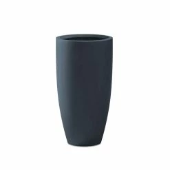 KANTE 13.39 in. x 23.62 in. Round Charcoal Finish Lightweight Concrete and Fiberglass Indoor Outdoor Planter w/Drainage Hole