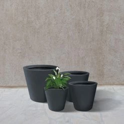 KANTE 20.9", 17.7", 15" & 12.6"H Cylindrical Charcoal Finish Lightweight Concrete Modern Planters Set of 4, Outdoor Indoor -VIGORO Sales charcoal kante plant pots rc0154bcde c60121 1f 1000