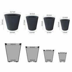 KANTE 20.9", 17.7", 15" & 12.6"H Cylindrical Charcoal Finish Lightweight Concrete Modern Planters Set of 4, Outdoor Indoor -VIGORO Sales charcoal kante plant pots rc0154bcde c60121 c3 1000