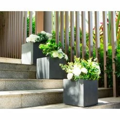 KANTE 16 in. Tall Charcoal Lightweight Concrete Square Modern Outdoor Planter (Set of 3) -VIGORO Sales charcoal kante plant pots rf0001abc c60121 4f 1000