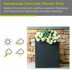 KANTE 26.8 in. Tall Charcoal Lightweight Concrete Modern Long and High Rectangle Planter 13 KANTE 26.8 in. Tall Charcoal Lightweight Concrete Modern Long and High Rectangle Planter -VIGORO Sales charcoal kante plant pots rf0111a c60121 4f 1000