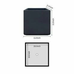 KANTE 11.81 x 11.81 in. Square Charcoal Lightweight Concrete and Weather Resistant Fiberglass Planter w/Drainage Hole -VIGORO Sales charcoal kante plant pots rf0221b c60121 4f 1000