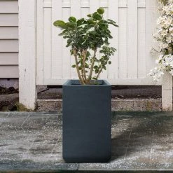 KANTE 27.6 in. H Square Charcoal Concrete and Fiberglass Tall Planter Outdoor Indoor Lightweight Plant Pots -VIGORO Sales charcoal kante plant pots rf0222c c60121 1f 1000
