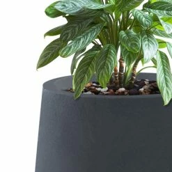 KANTE 26.5 in., 20 in. & 13.1 in. H Round Charcoal Concrete Tall Planters (Set of 3), Outdoor Indoor Large with Drainage Holes -VIGORO Sales charcoal kante plant pots rf2015023abc c60121 1f 1000