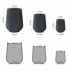 KANTE 26.5 in., 20 in. & 13.1 in. H Round Charcoal Concrete Tall Planters (Set of 3), Outdoor Indoor Large with Drainage Holes -VIGORO Sales charcoal kante plant pots rf2015023abc c60121 c3 1000