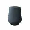 KANTE 10.63 in. x 13.78 in. Round Charcoal Lightweight Concrete and Weather Resistant Fiberglass Planter w/Drainage Hole