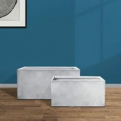 KANTE 31" and 23"L Rectangular Large Concrete Long Box Planters Set of 2, Outdoor/Indoor Strong UV Resistant w/Drainage Holes -VIGORO Sales concrete kante plant pots rf0104ab c81921 4f 1000