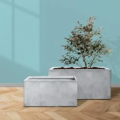 KANTE 31" and 23"L Rectangular Large Concrete Long Box Planters Set of 2, Outdoor/Indoor Strong UV Resistant w/Drainage Holes -VIGORO Sales concrete kante plant pots rf0104ab c81921 fa 1000