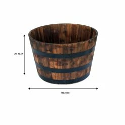 Vigoro 25.98 in. Dia x 16.54 in. H Round Wooden Barrel Planter -VIGORO Sales dark wood vigoro barrel planters hl6642 76 1000