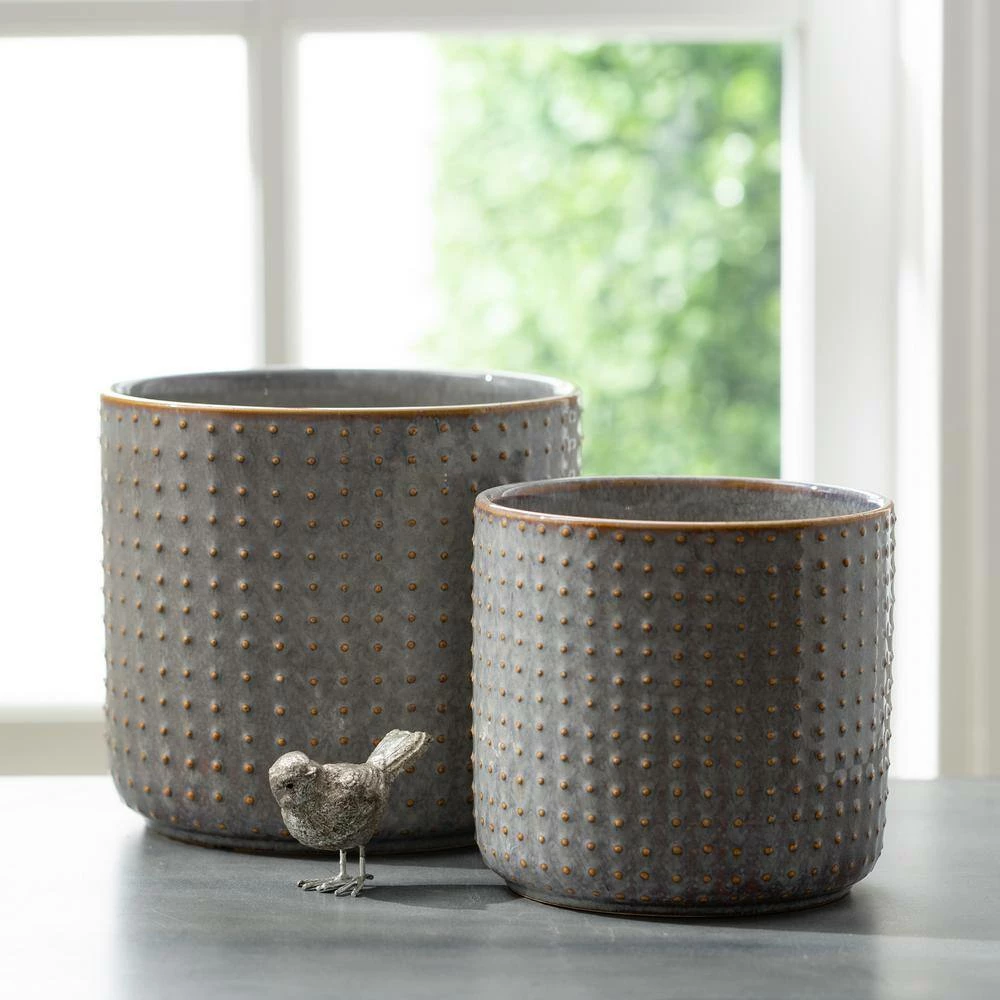 SULLIVANS Dusty Blue Ceramic Pot - Set of 2 6 SULLIVANS Dusty Blue Ceramic Pot - Set of 2 - Image 4