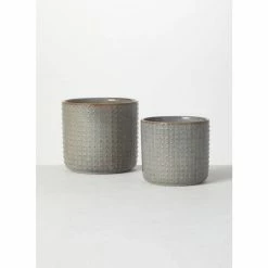 SULLIVANS Dusty Blue Ceramic Pot - Set of 2