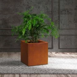 KANTE 16in.H Square Faux Weathering Steel Finish Lightweight Concrete Durable Elegant Planter w/Drainage Hole, Home and Garden -VIGORO Sales faux weathering steel kante plant pots rf0001c c91942 31 1000