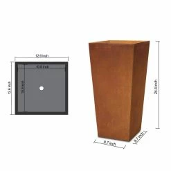 KANTE 24.4 in. H Rectangle Faux Weathering Steel Lightweight Concrete Tapered Tall Planter with Drainage Hole, Outdoor/Indoor -VIGORO Sales faux weathering steel kante plant pots rf0004c c91942 1f 1000
