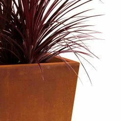 KANTE 24.4 in. H Rectangle Faux Weathering Steel Lightweight Concrete Tapered Tall Planter with Drainage Hole, Outdoor/Indoor -VIGORO Sales faux weathering steel kante plant pots rf0004c c91942 44 1000