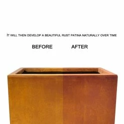 KANTE 16 in. H Faux Weathering Steel Finish Concrete Square, Modern Outdoor/Indoor Lightweight Planter Pot with Drainage Hole -VIGORO Sales faux weathering steel kante plant pots rf0007b c91942 4f 1000