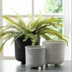 SULLIVANS Black, White & Gray Ceramic Planters - Set Of 3 -VIGORO Sales glaze sullivans plant pots cm2970 1f 1000