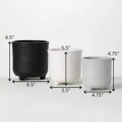SULLIVANS Black, White & Gray Ceramic Planters - Set Of 3 -VIGORO Sales glaze sullivans plant pots cm2970 44 1000
